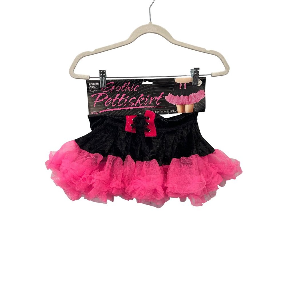 Fun World Gothic Pettiskirt Adult One Size Black Pink Tulle Cosplay Costume NEW